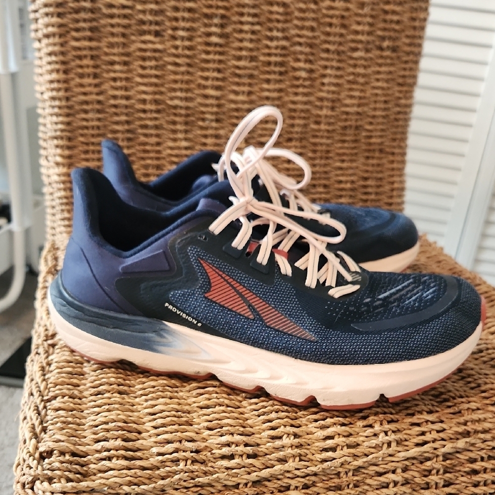 Navy and White Altra Running Shoes